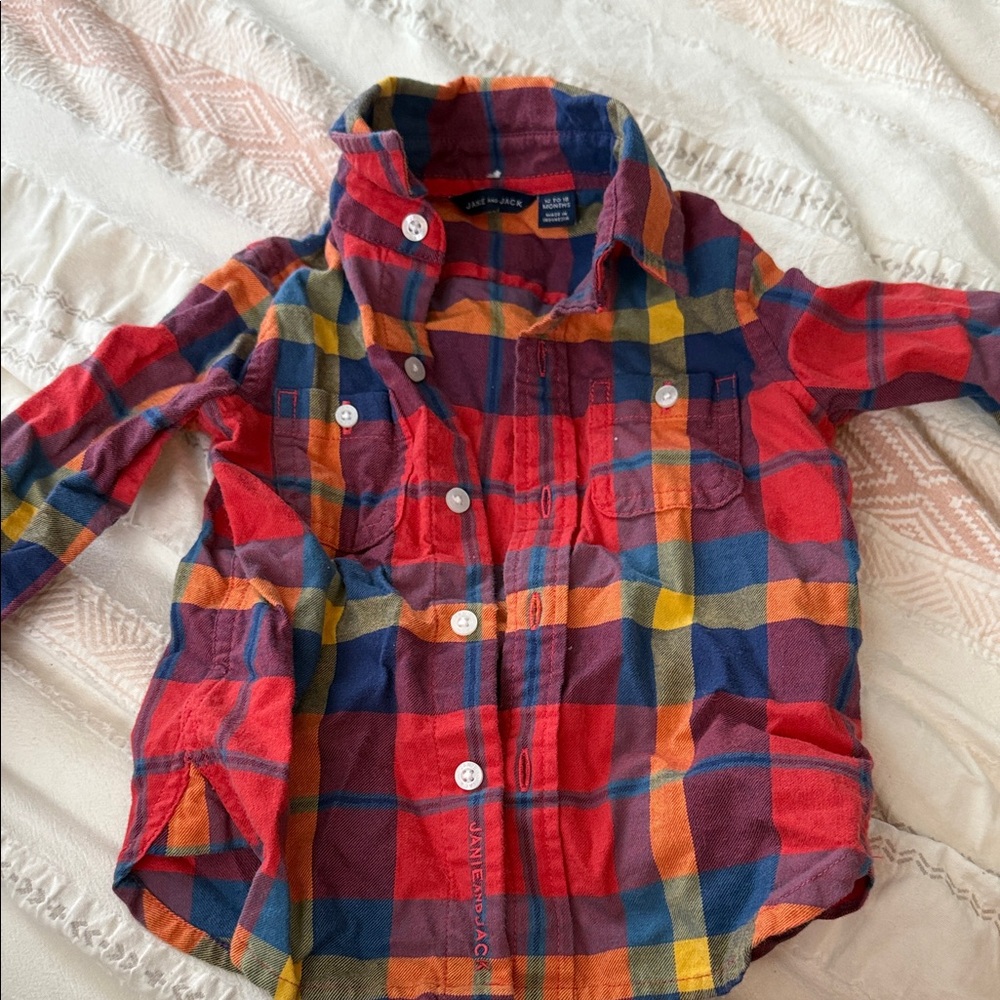 Janie and jack Vibrant Multicolor Plaid Button Down Shirt